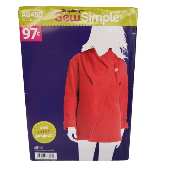 Simplicity A8495 Sewing Pattern Coat Asymmetrical Closure Misses Sz XS-XL UNCUT - Picture 5 of 5